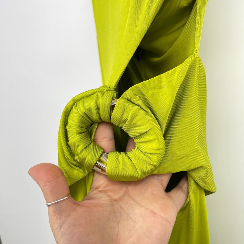 NBD | NWT The Evanna Gown in Green Chartreuse Belted Jersey Maxi Dress XXS - Picture 7 of 16